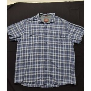 Alesbury men's blue plaid button down short sleeve shirt sz‎ XL pockets